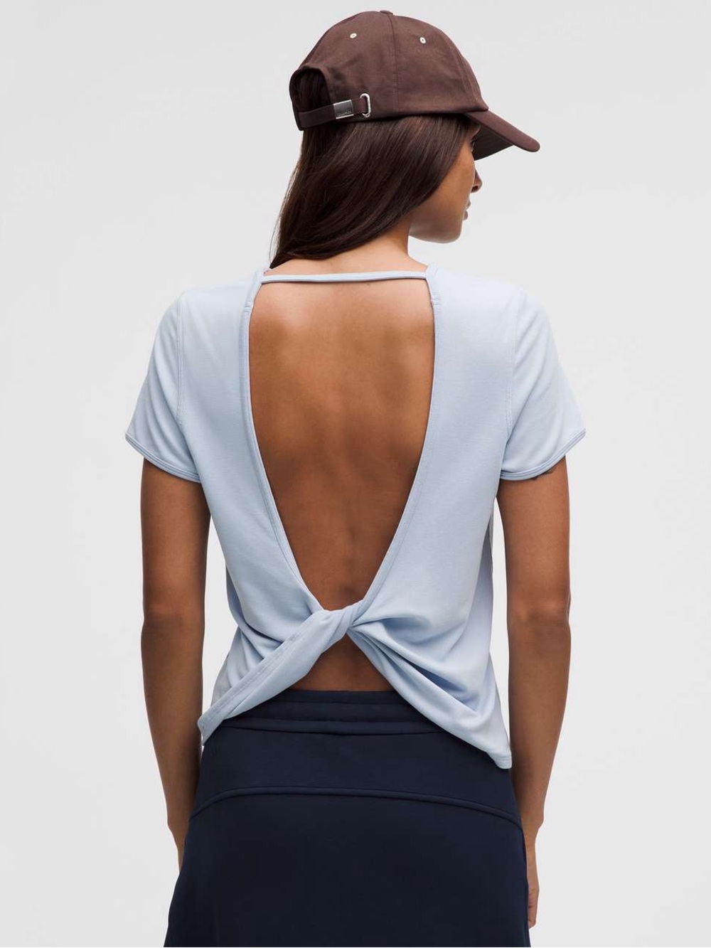 Lululemon Twist-Back Soft Ribbed Short-Sleeve Top
Blue Linen